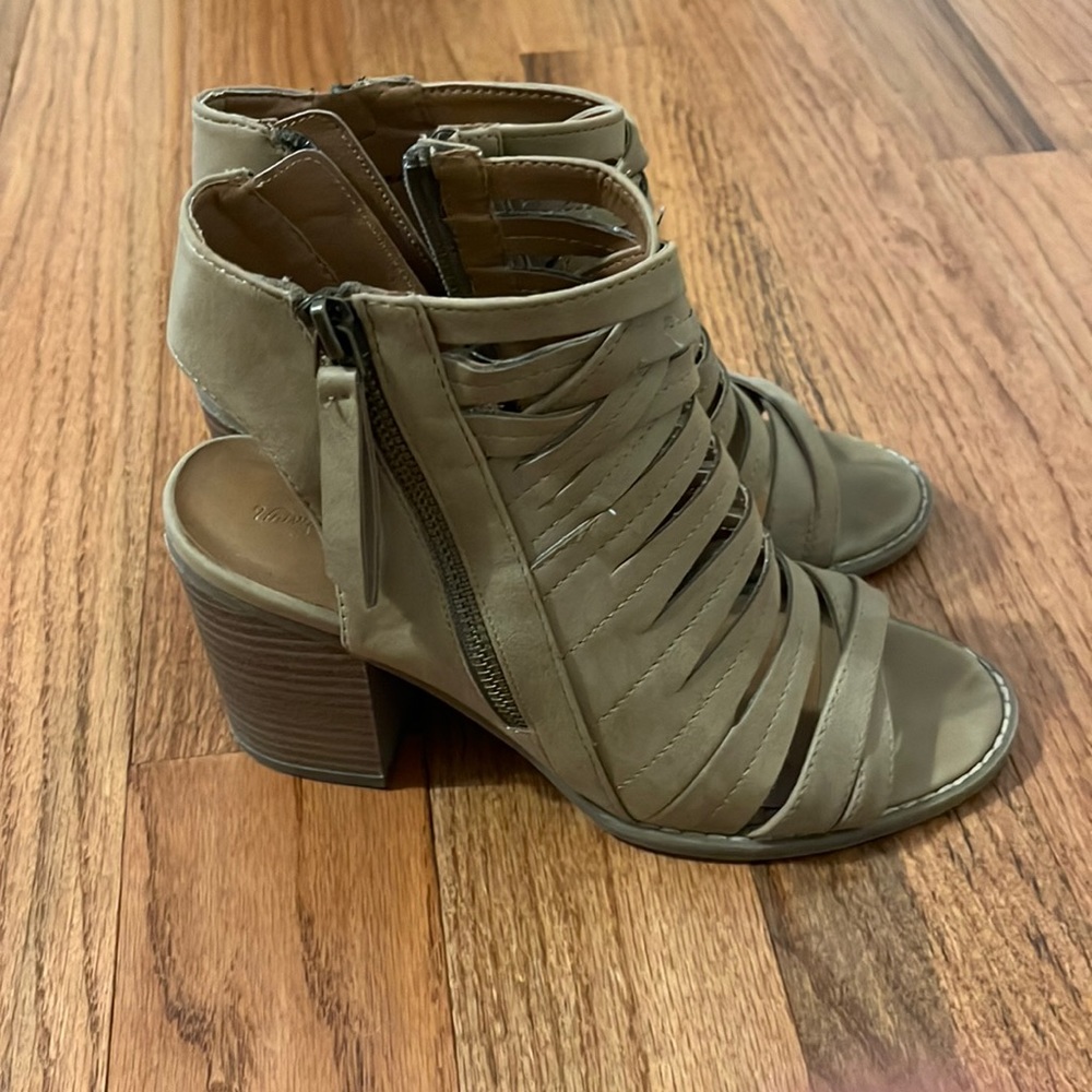 Tan Block Heel Gladiator Sandal